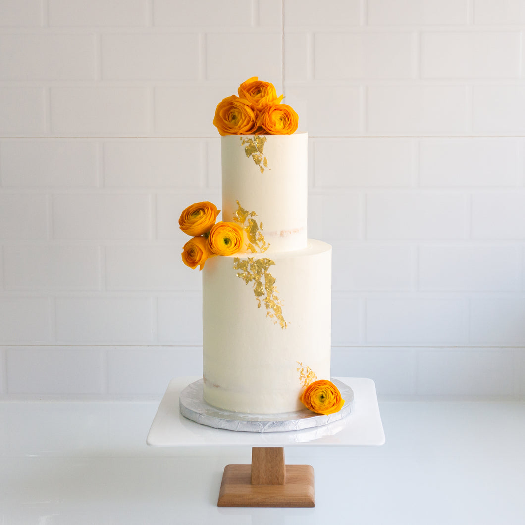 Semi-naked floral cake with customised flowers (2-tier)
