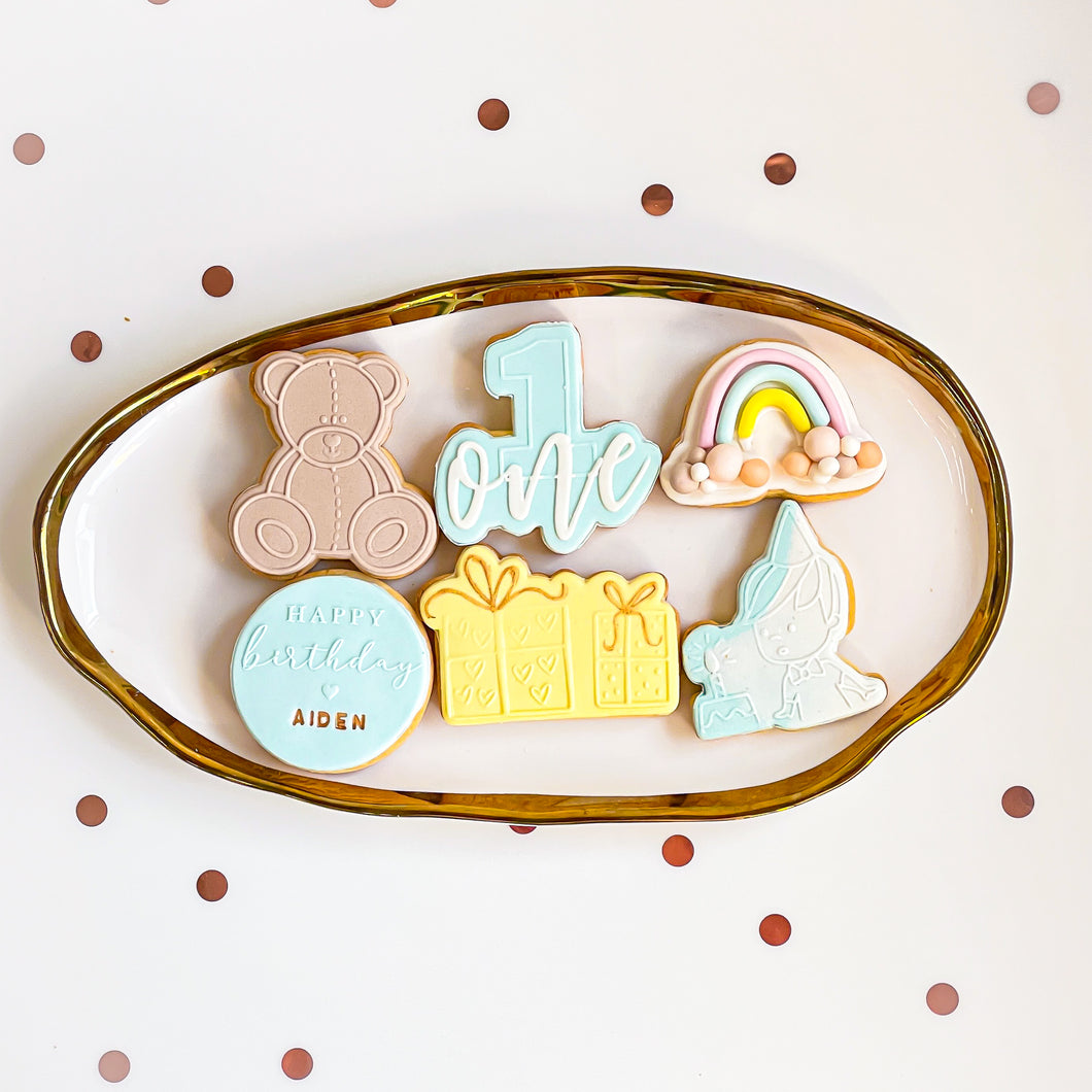 Pastel birthday cookies (6 pcs)